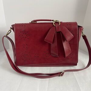 ECOSUSI Red Vegan Leather Laptop Messenger Bag